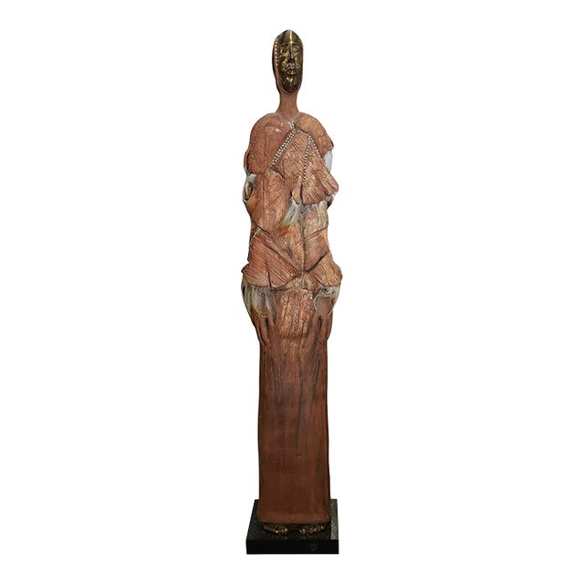 Naida Seibel Ceramic Brass Sculpture Female Figure For Sale