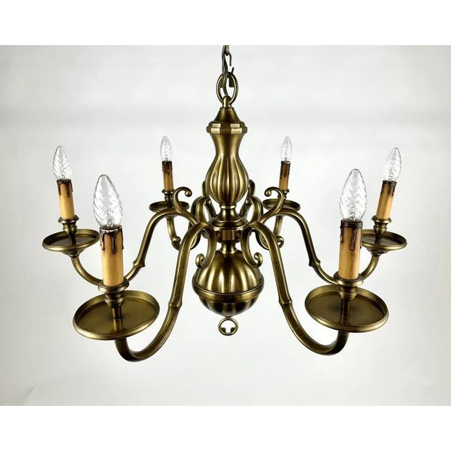 Large Vintage Chandelier in Gilt Bronze by Deknudt Belgium, 1970s For Sale - Image 10 of 10