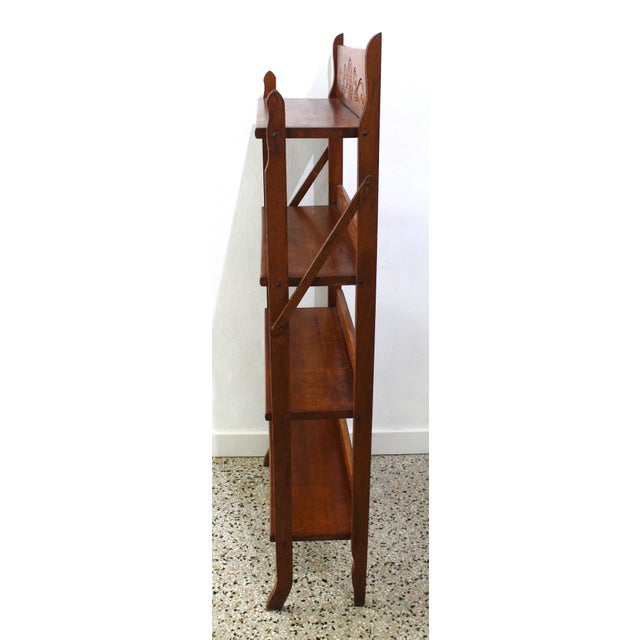 Antique Victorian Folding Bookcase in Incised Oak Chairish