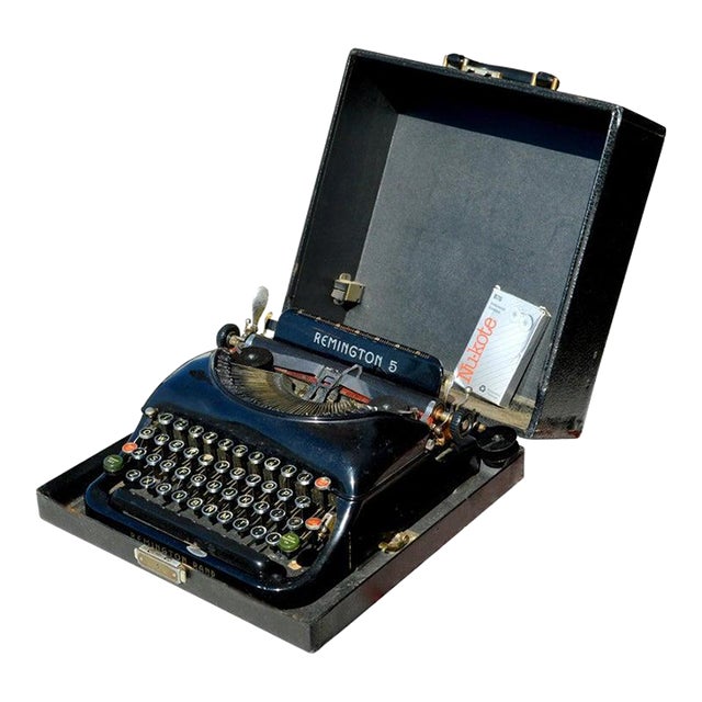 Vintage Remington Rand Model 5 Typewriter With Portable Carrying Case For Sale