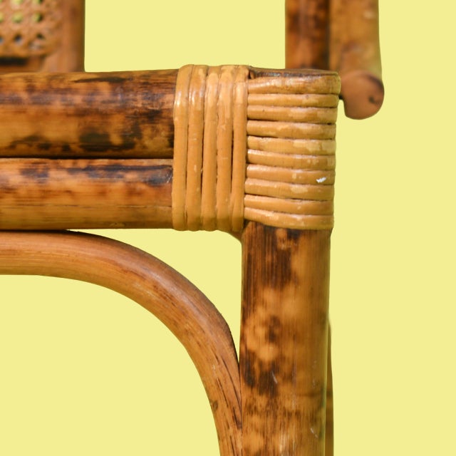1970s British Colonial Burnt Bamboo Dining Set For Sale - Image 10 of 12