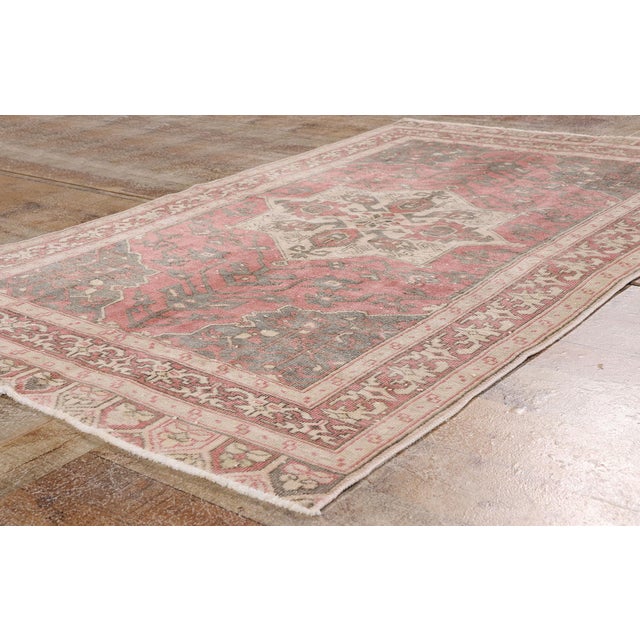 Red Vintage Turkish Oushak Rug, 03'10 X 06'01 For Sale - Image 8 of 10