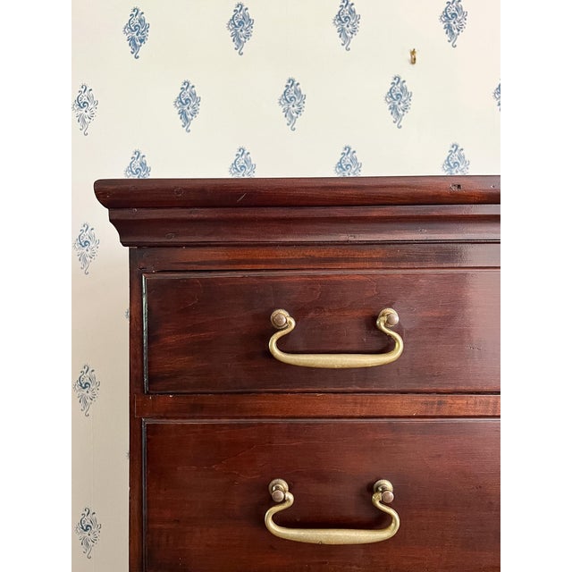 Antique Early 1800s New England Neoclassical Cherry Chest of Drawers, Former Top of a Chest on Chest. For Sale In Richmond - Image 6 of 14