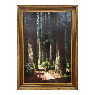 Antique American Oil Painting Forest Scene "Founders Grove" by Charles Theller Wilson For Sale