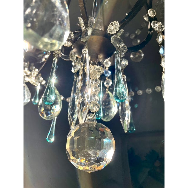 Blue Large Louis XV Chandelier in Blue Murano Glass and White Crystal, 1950 For Sale - Image 8 of 17