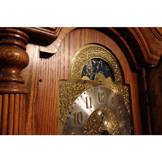 1990s Howard Miller Oak Grandfather Clock With Kieninger Triple Chime Movement and Moon Dial For Sale - Image 13 of 18