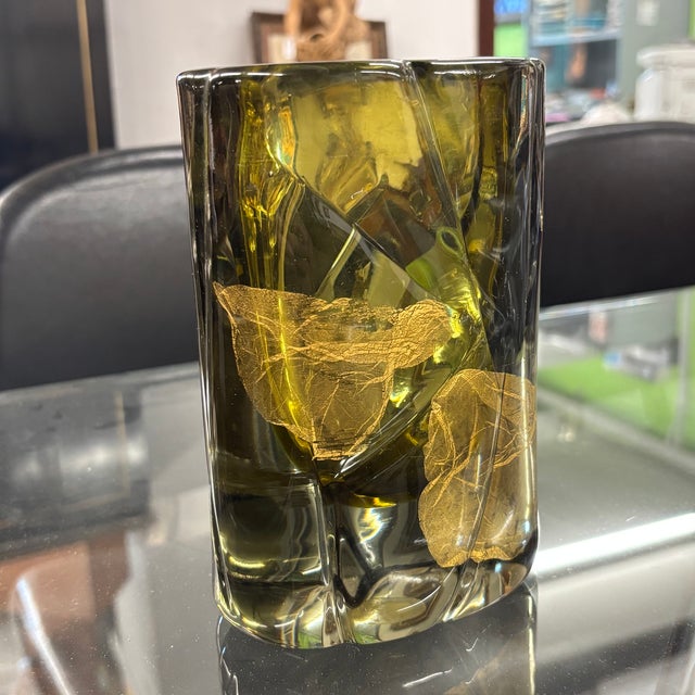 Amber and Gilt Murano Glass Vase from Salviati Murano, Venice, Italy, 1920 For Sale - Image 9 of 11