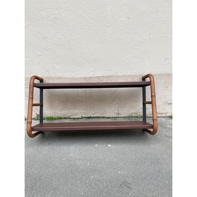 Leather-Covered Shelf by Jacques Adnet , 1950 For Sale - Image 6 of 8