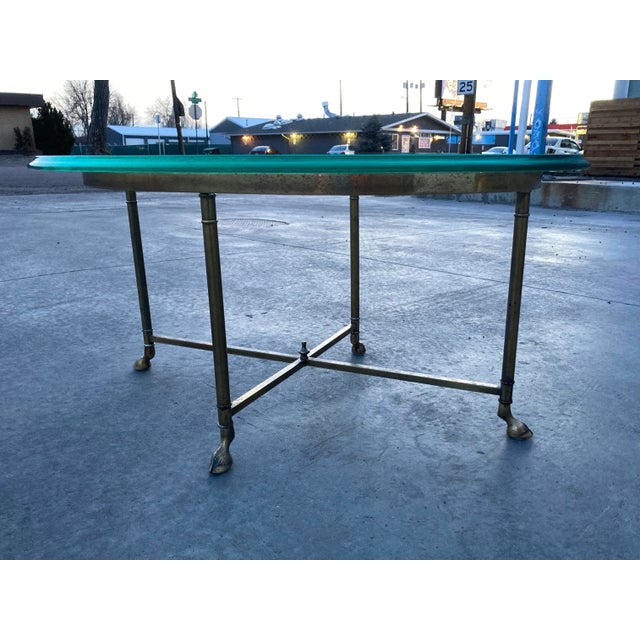 Brass Hoofed Feet End Table in Faux Bamboo From Mastercraft For Sale - Image 12 of 13