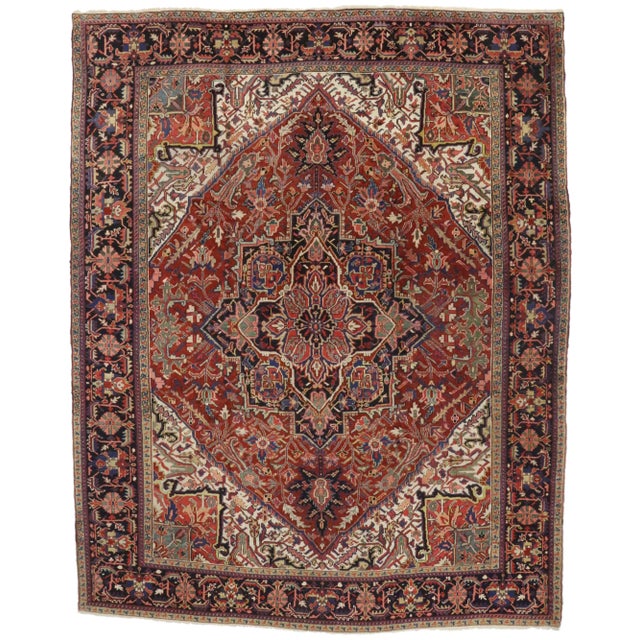 Antique Persian Heriz Rug - 10'02 x 12'10 For Sale In Dallas - Image 6 of 6