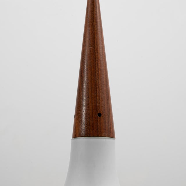 1950s Dutch Philips Wood and Opal Glass Pendant Lamp By Louis Kalff For Sale - Image 10 of 18