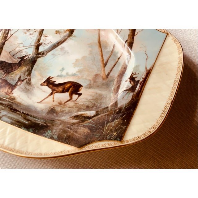 Metal 19th Century Magnificent Limoges Game Platter With Compote - Hand-Painted Forest Scene For Sale - Image 7 of 18