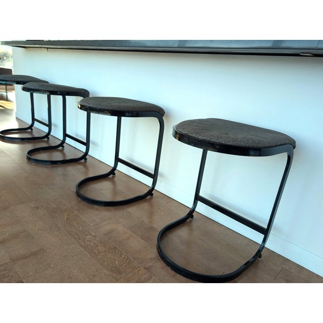 Mid-Century Modern Vintage Milo Baughman Attributed Counter Bar Stools For Sale - Image 3 of 8