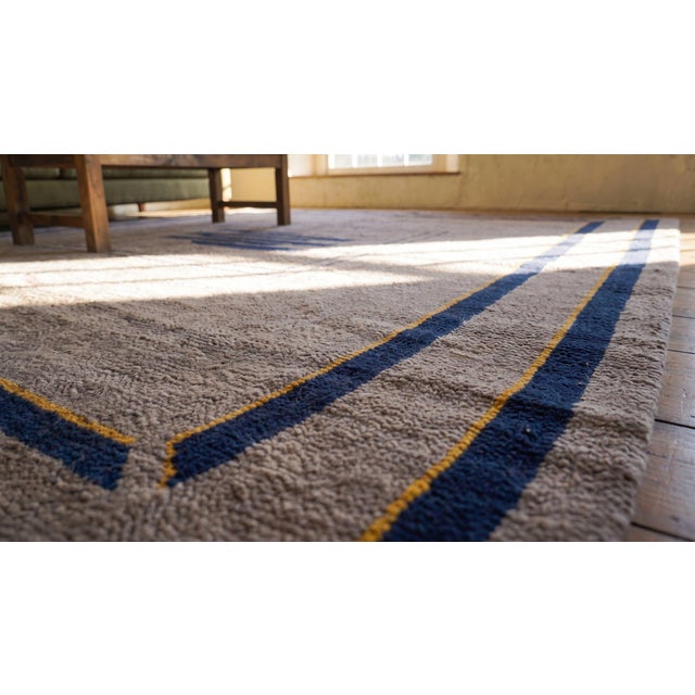 1930s Gray Abstract Medallion Antique Spanish Art Deco Rug 11'10" X 14'3" Knotted Pile Wool Carpet For Sale - Image 14 of 14