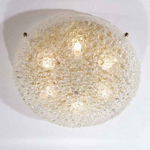 Large Round Ceiling Lamp in Hand-Blown Murano Glass and Brass from Hillebrand Lighting, 1970s For Sale - Image 4 of 12