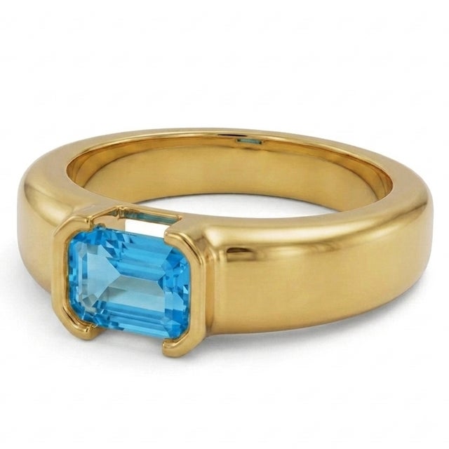 Swiss Blue Topaz Wedding Ring | Dainty Stackable Gemstone Ring | December Birthstone Ring Us 7 For Sale - Image 4 of 4