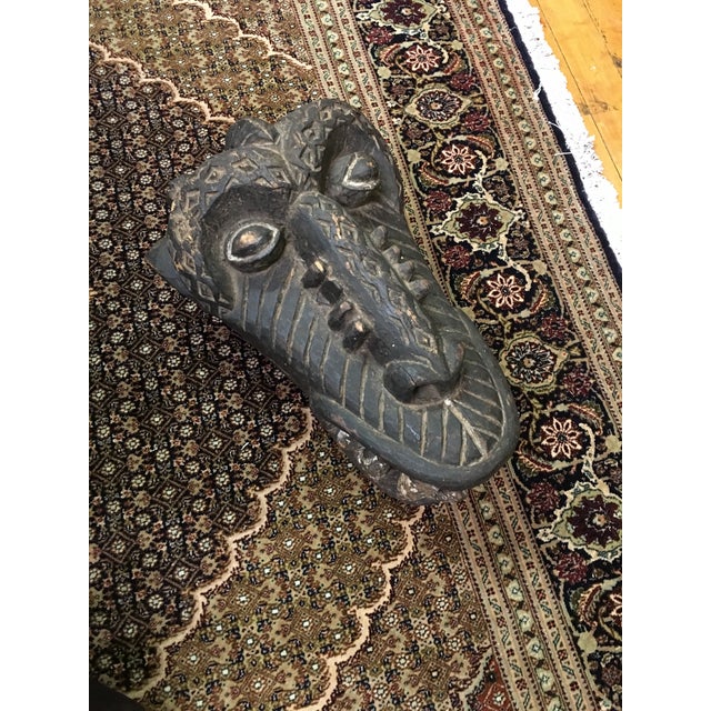 African Large Vintage Bamileke West African Carved Mask For Sale - Image 3 of 10