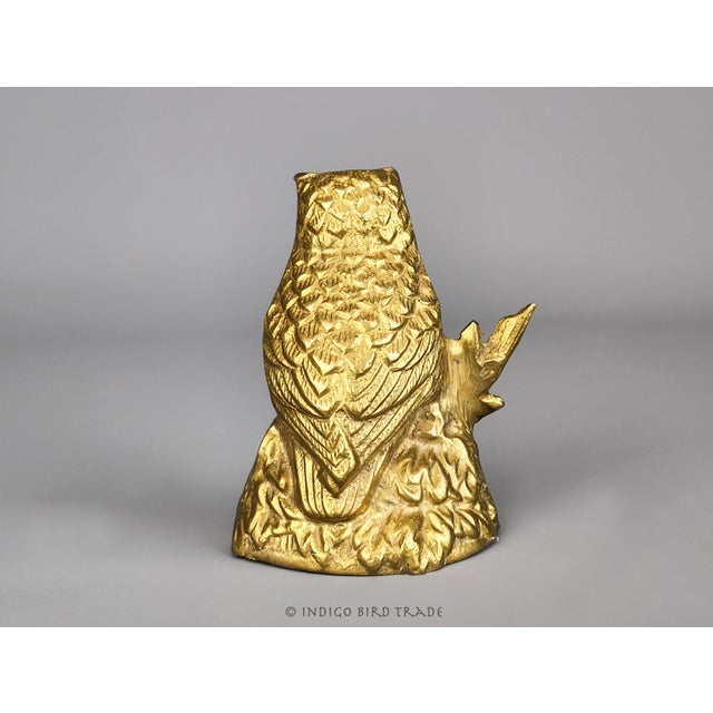 Mid 20th Century Vintage Brass Perched Owl Sculpture For Sale - Image 5 of 6