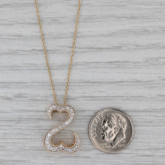 Metal 0.16ctw Diamond Open Hearts Pendant Necklace 14k Yellow Gold Jane Seymour For Sale - Image 7 of 8