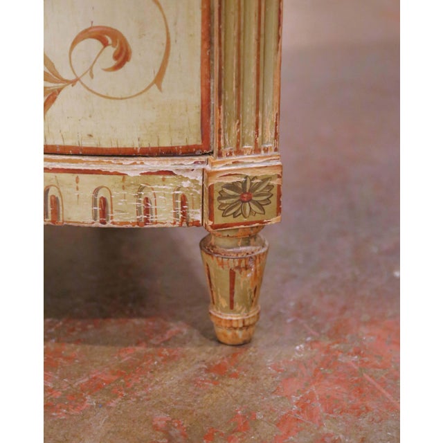 Green Early 20th Century Italian Venetian Painted Corner Cabinet With Marble Top For Sale - Image 8 of 11