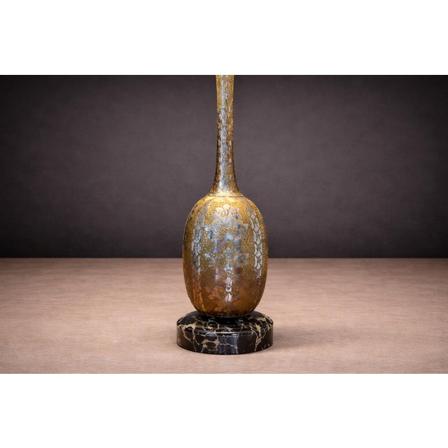 1930s Art Nouveau Table Lamps in Metal, Brass and Marble - a Pair For Sale - Image 9 of 9