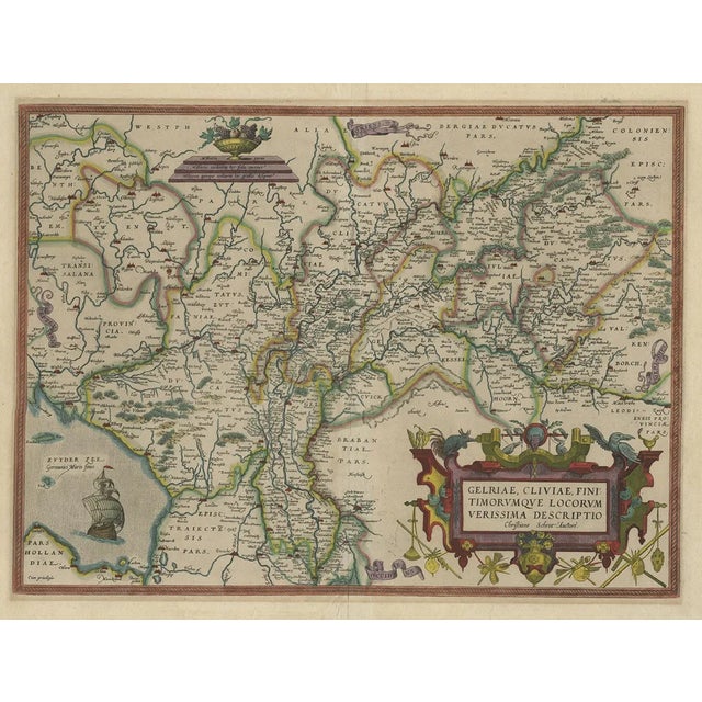 Antique Map of the Province of Gelderland in the Netherlands, 1575 For Sale