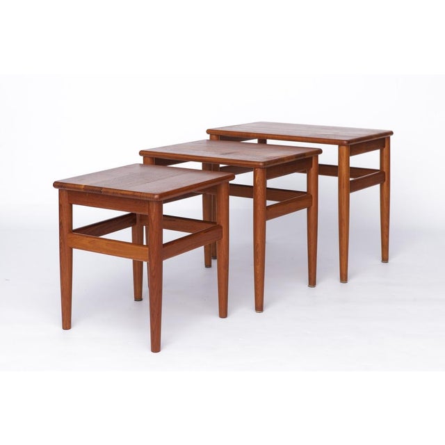 Mid-Century Modern Teak Nesting Tables, Denmark, 1970s, Set of 3 For Sale - Image 4 of 10