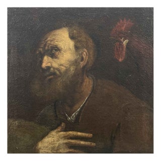 Saint Peter and the Rooster, 1800s, Oil on Canvas For Sale