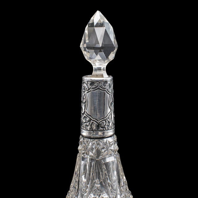 Transparent Pair of Small Antique Scent Bottles, English, Perfume Decanter, Silver Collar For Sale - Image 8 of 12