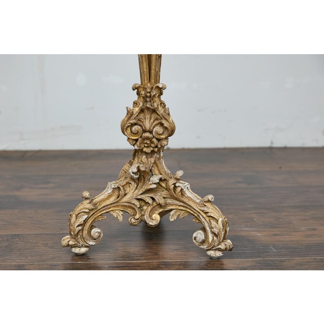 Italian Baroque Revival 19th-Century Carved Gilt Table with Zebra Hide Top For Sale - Image 11 of 12