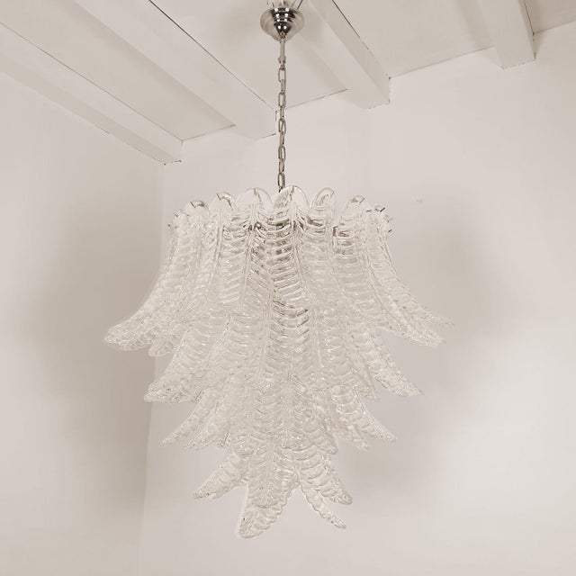Mid-Century Modern Mid Century Modern Murano Glass Leaves Chandelier For Sale - Image 3 of 9