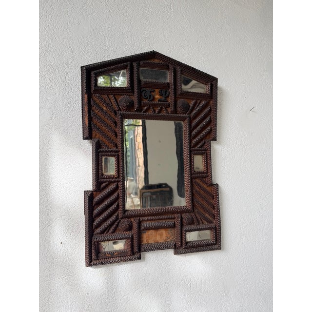 Antique Tramp Art Mirror, 1890s For Sale - Image 4 of 18