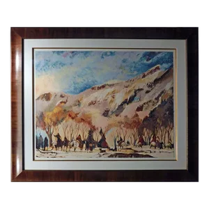 1990s Earl Biss "Red Lodge With the Melting of the Spring Snow", Framed Print
