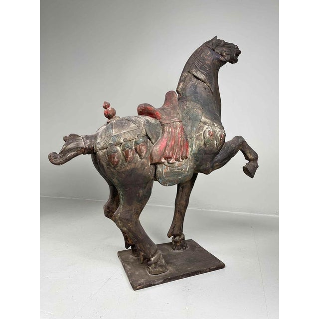Chinese Artist, Tang Style Wooden Horse, Early 19th Century, Wood & Gesso For Sale - Image 3 of 18