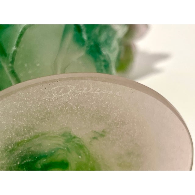 Glass 1970s Daum France Pâte De Verre “Roses” Vase - Signed For Sale - Image 7 of 8