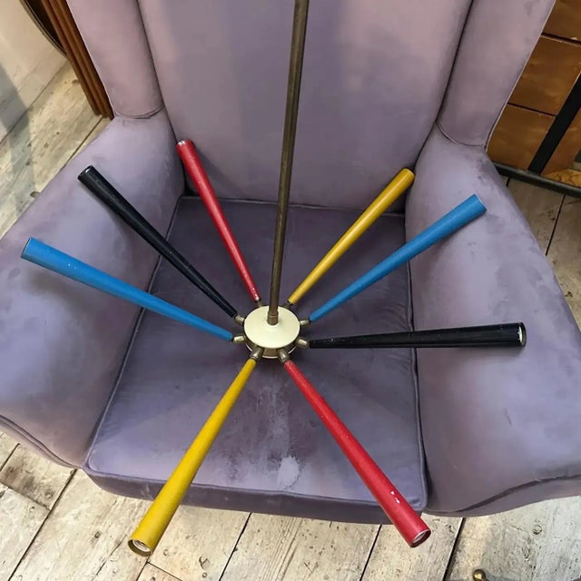 Metal 1950s Mid-Century Modern Arredoluce Brass Sputnik Chandelier For Sale - Image 7 of 13