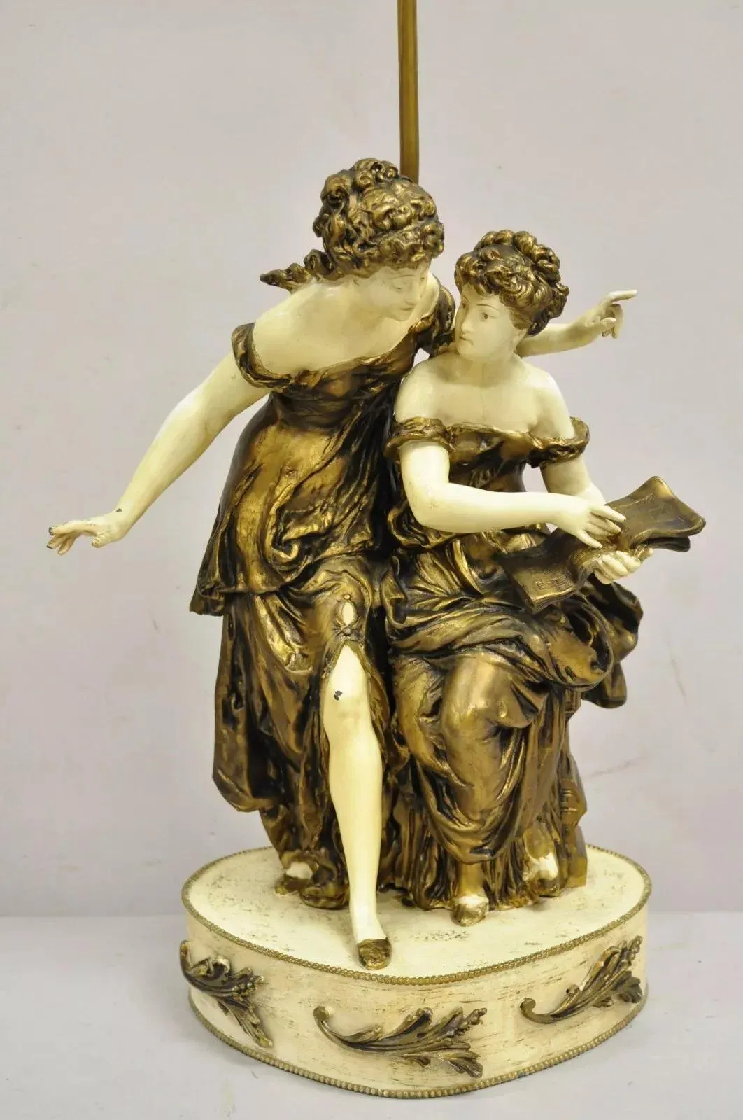 LA BONNE MERE & L'AMOUR アンティーク額縁　2点セット Antique French Rennaisance Moreau Figural Metal Table Lamp With