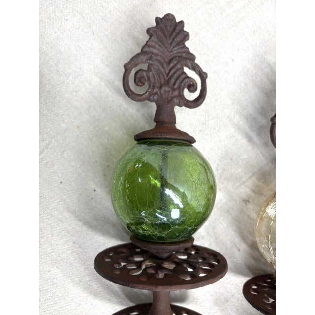 Set of Three Cast Iron and Crackle Glass Hose Guards For Sale - Image 4 of 10