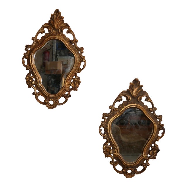 Small Mirrors with Carved Frames, 1930s, Set of 2 For Sale
