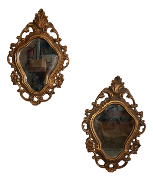 Small Mirrors with Carved Frames, 1930s, Set of 2