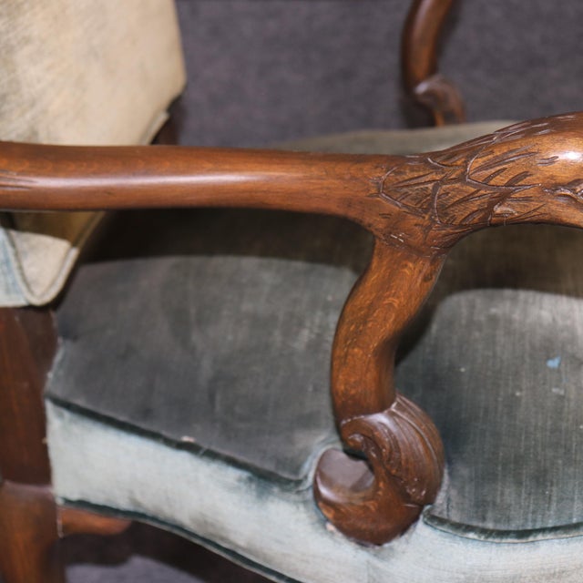 Gray Pair of Beautiful Eagle Carved Solid Mahogany Georgian Armchairs For Sale - Image 8 of 12