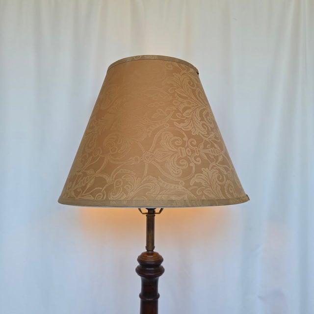 Mid 20th Century Neoclassical Frederick Cooper Mahogany Brass Table Lamp W/ Shade For Sale - Image 9 of 10