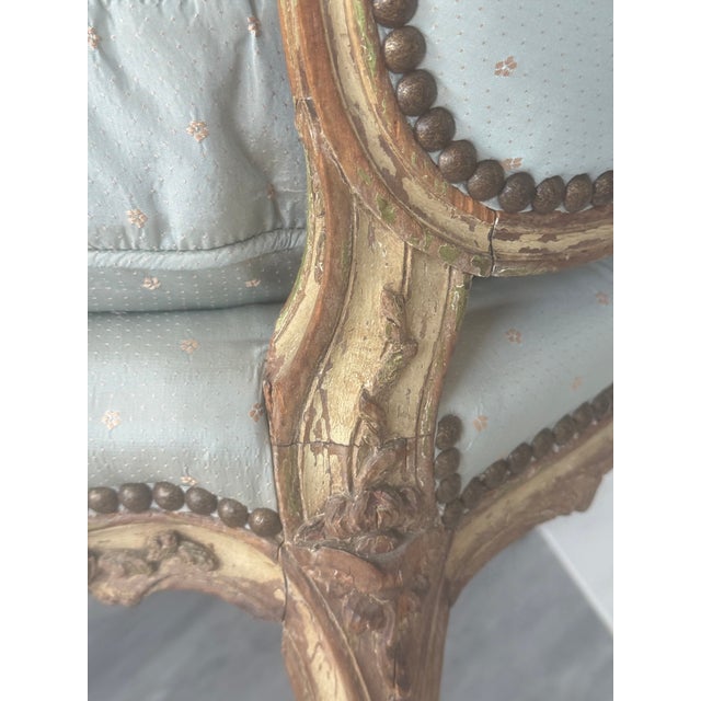 Wood Antique,French Provincial ,Louis XV ,Berger,Delicate Carved Wood Frame ,With Gilded Accent For Sale - Image 7 of 8