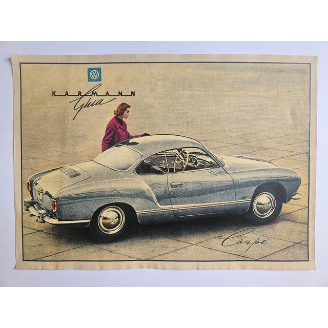 Art Deco Volkswagen Karmann Coupé Automobile Advertising Poster, 1930s, in Very Good conditions. Designed 1920 to 1949