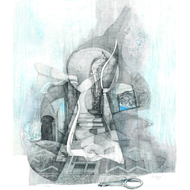 Vintage Venetian Keyhole Modernist Etching by Katherine Chang Liu For Sale - Image 4 of 8