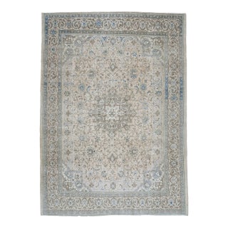1970s Vintage Persian Handmade Wool Cotton Beige Area Rug For Sale