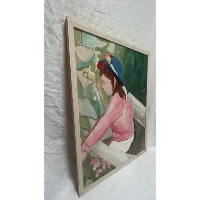Shabby Chic Impressionistic Portrait 'Younger Than Springtime' Oil on Canvas, Signed by Artist For Sale - Image 3 of 11