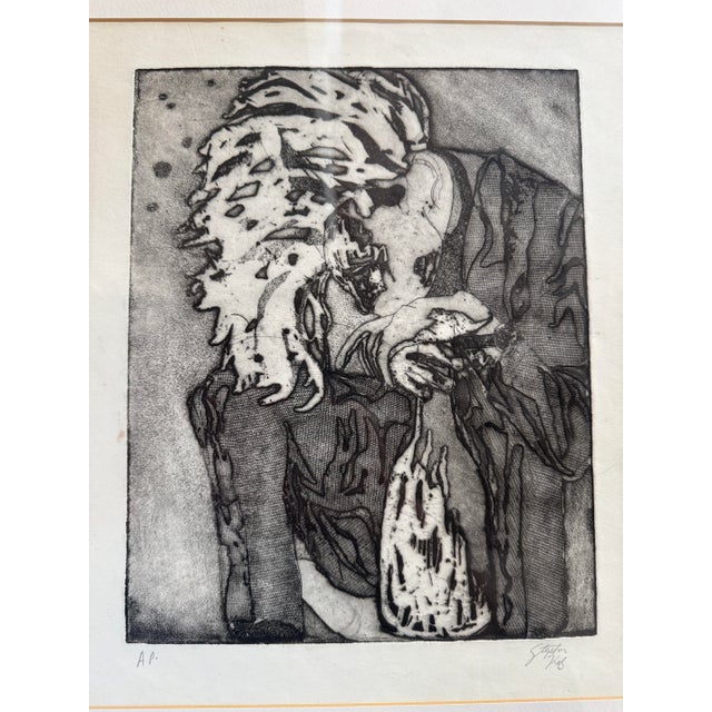 Abstract 1990s Black and White Etching Abstract Print, Framed For Sale - Image 3 of 10