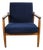 Navy Blue GFM-64 Armchair in Dark Wood from Edmund Homa, 1970s For Sale