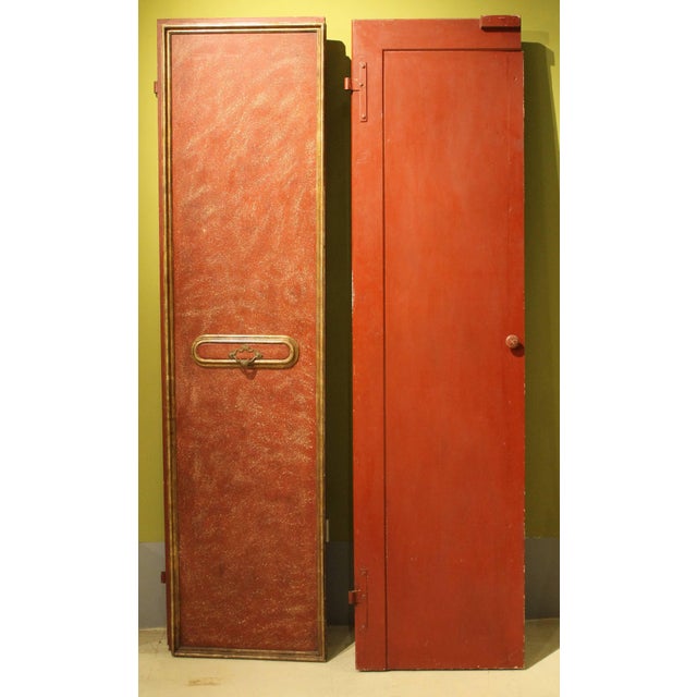 20th Century Italian Faux Red Porphyry Lacquered and Gilt Framed Wood Door For Sale - Image 6 of 14